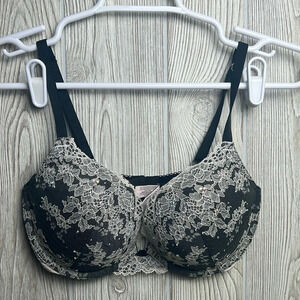 Victoria's Secret Dream Angels Push-Up 32DD Black Lace Sparkles